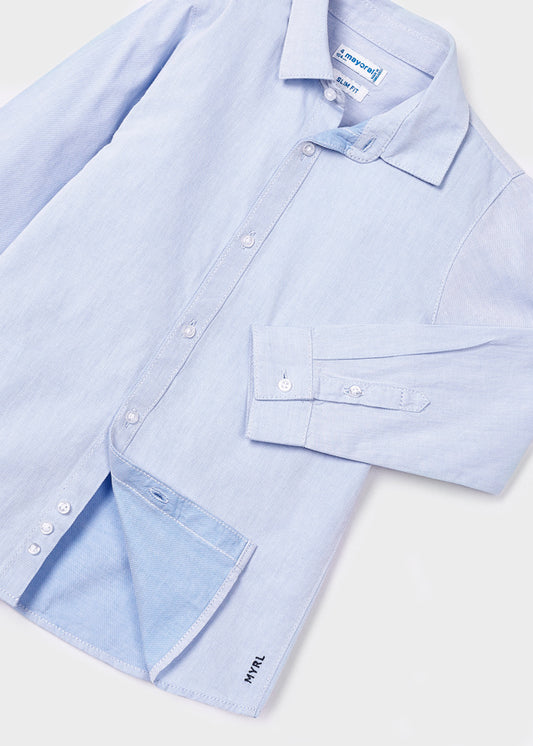 Basic Long Sleeve Blue Shirt