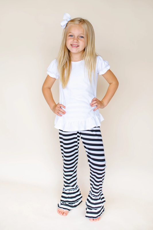 Black-White Ruffle Pants