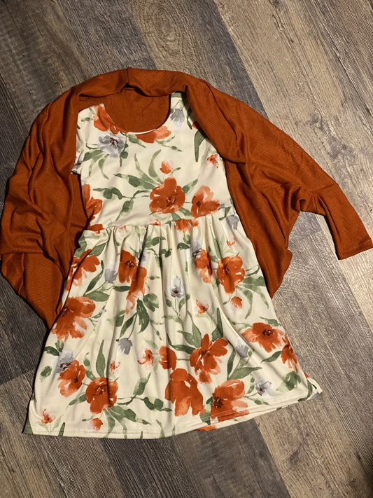 Fall Sage Floral Dress