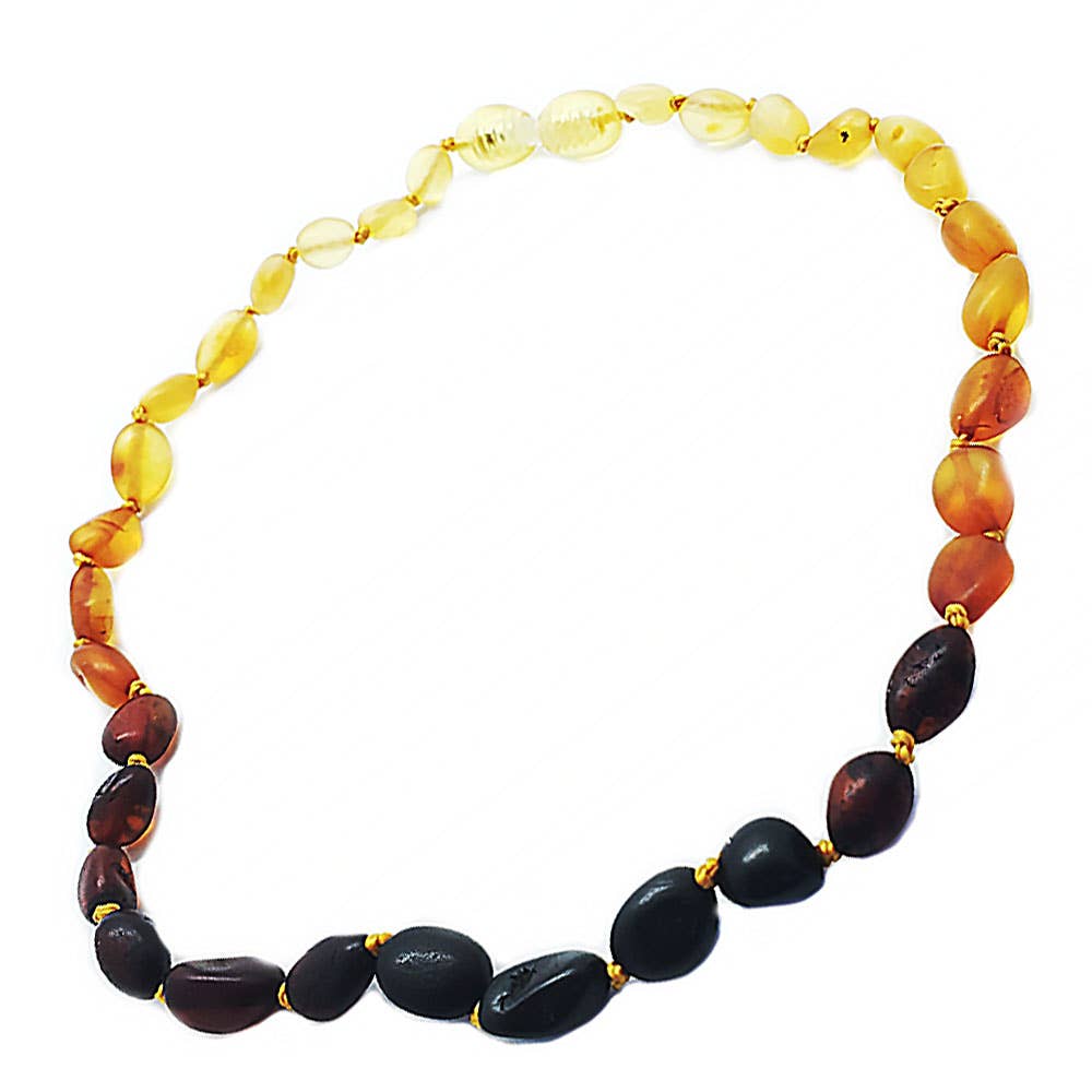 Rainbow Amber Baby Teething Necklace, POP-UP CLASP