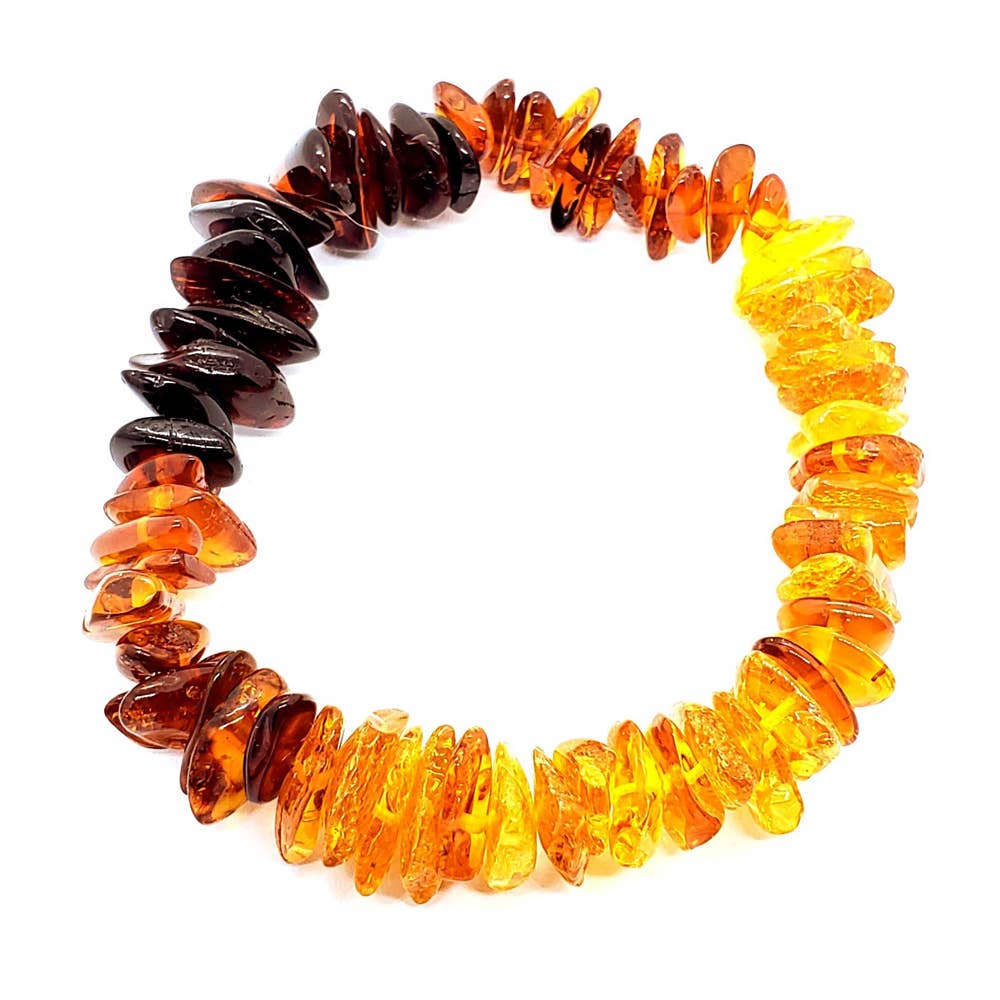 Multi-Color Amber "Rainbow" Stretch Bracelet