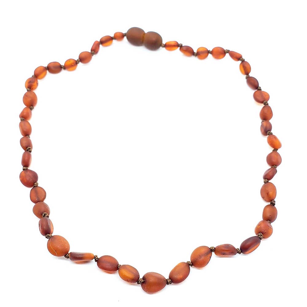 Matte Finish/Raw Cognac Amber Baby/Teething Necklace, SCREW