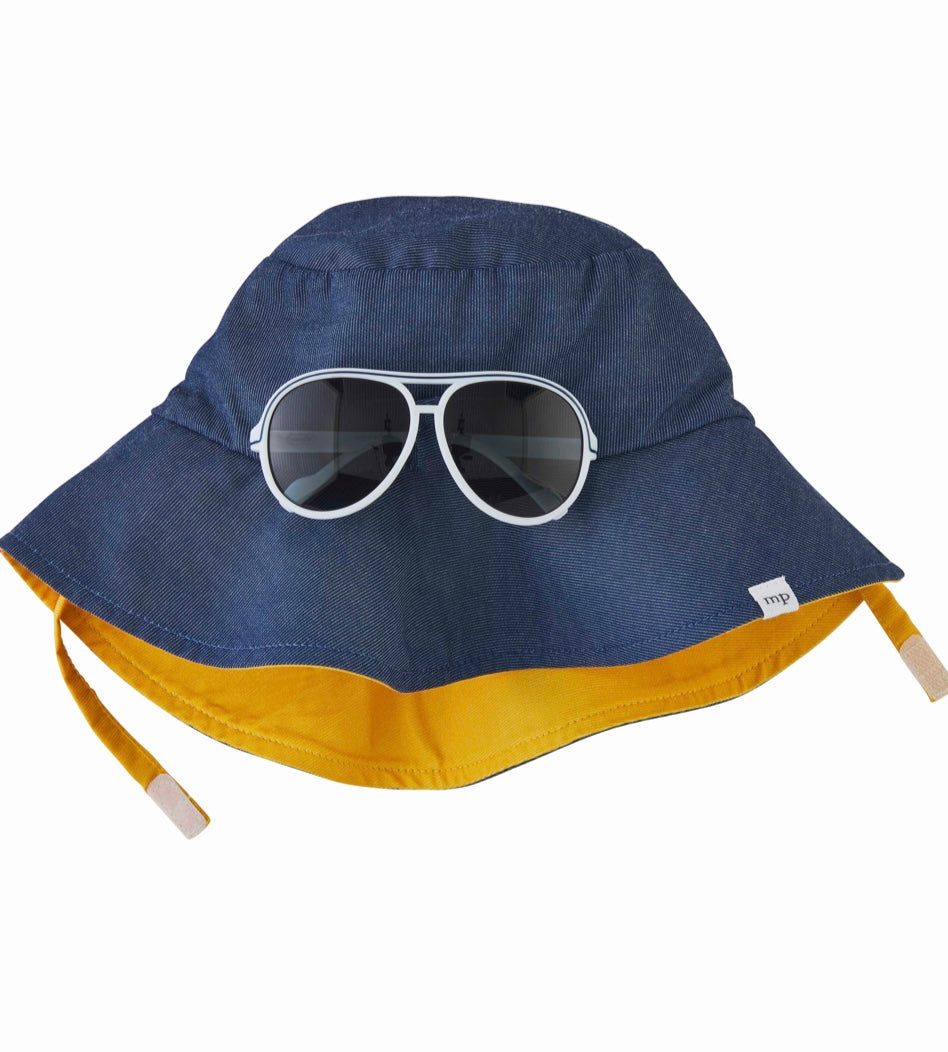 Blue Color-block Hat And Glasses