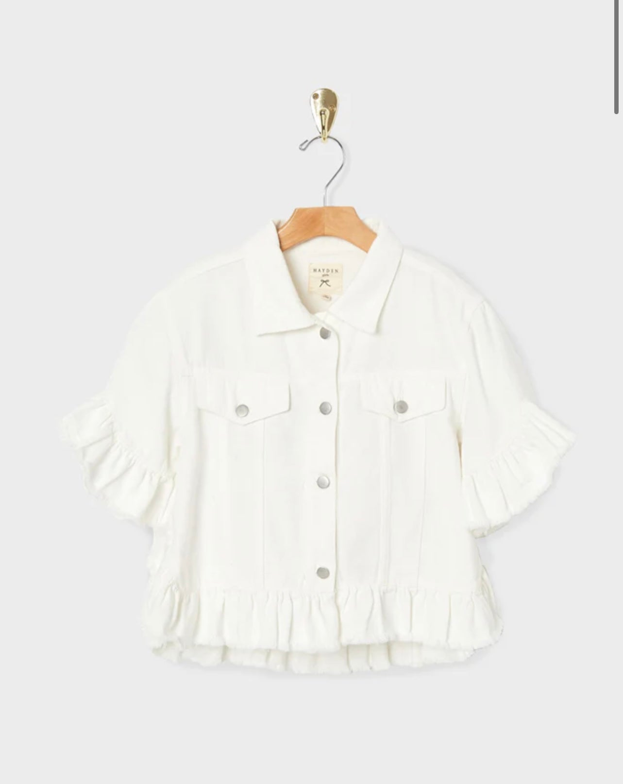 Ruffle Stone Wash Denim Jacket