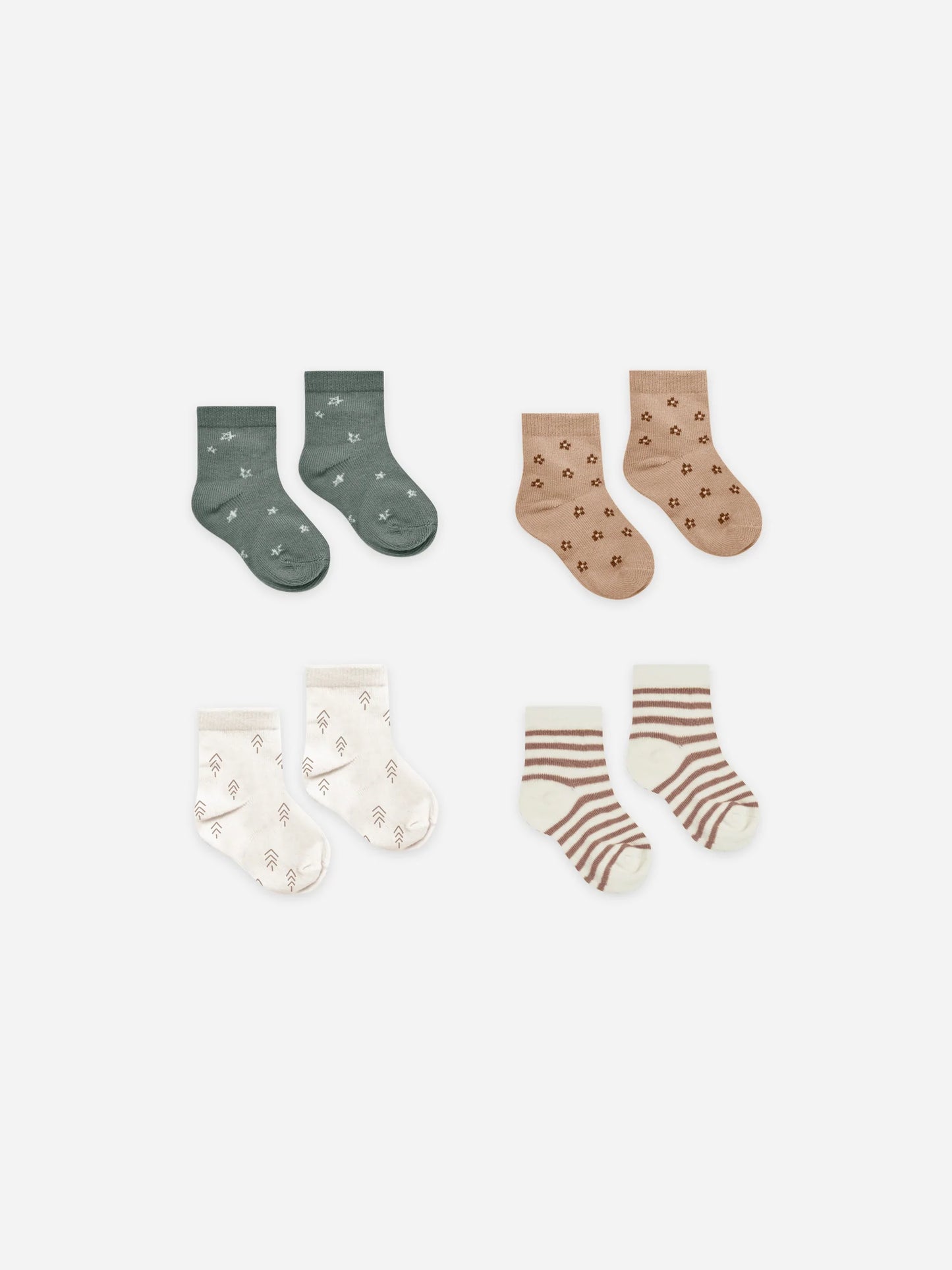 Printed Socks | Cocoa Stripe, Stars, Trees, Ditsy
