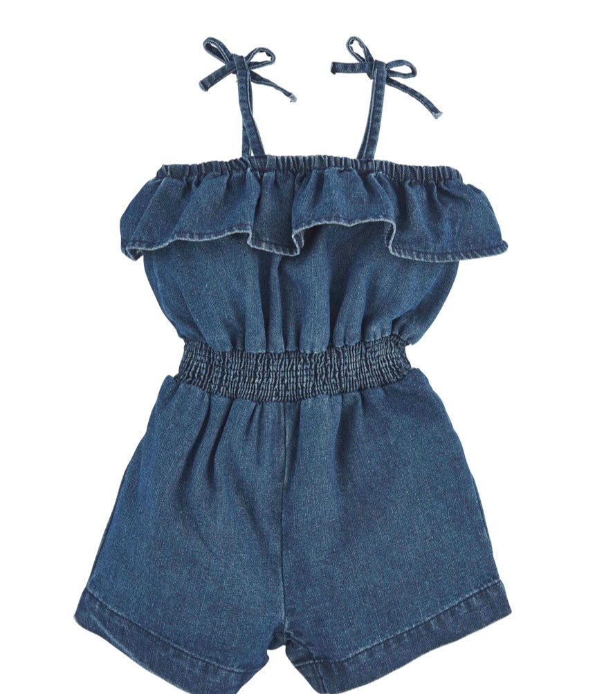 Denim Ruffle Romper