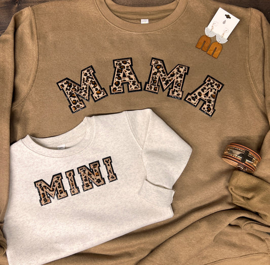 Leopard Chenille Patched Mama and Mini Sweatershirt Set