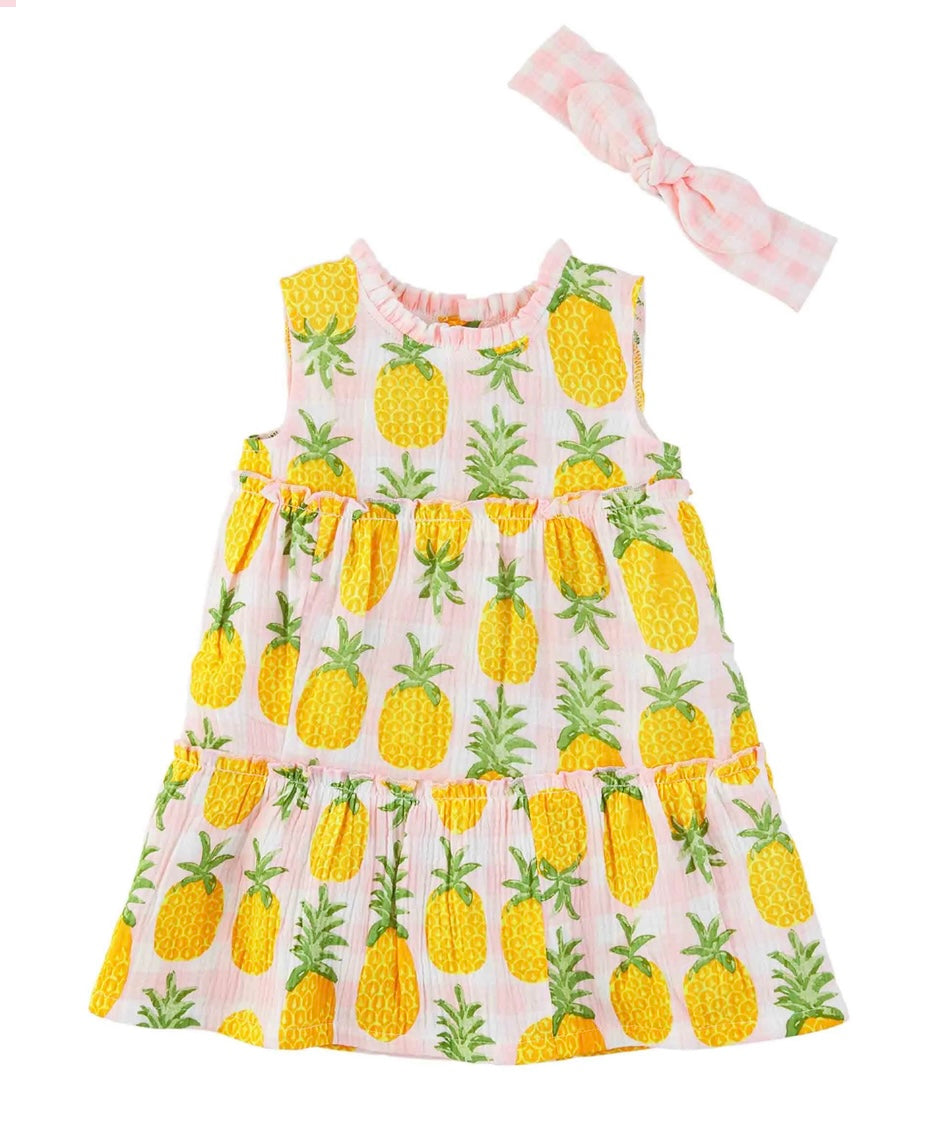 Pineapple Toddler Dress with Headband