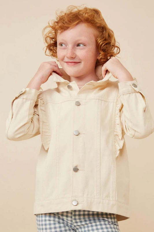 Ruffle Shoulder Twill Jacket